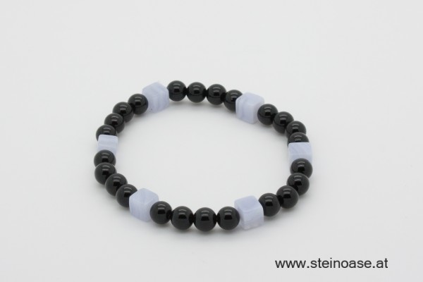 Armband Onyx & Chalcedon blau